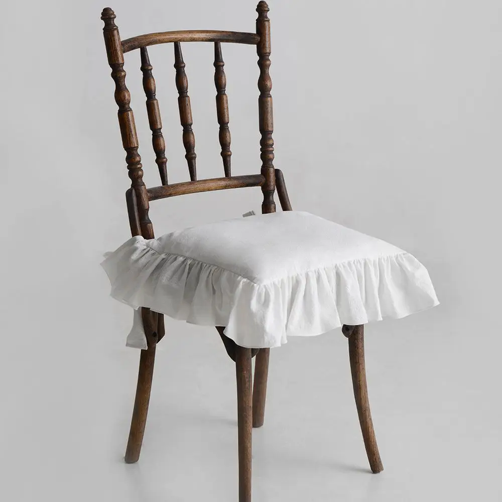 

2PCS Ruffles Chair Cushion Cover Frill Cotton ,Princess Seat Mat Cover,Flouncing Dinning Chair Pat Decor Customizable