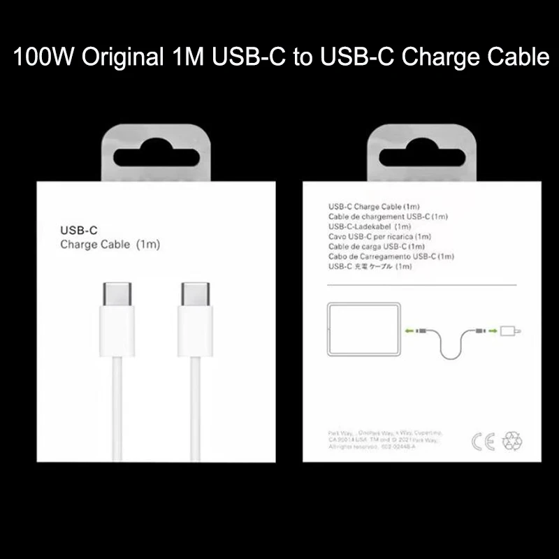 

10PCS 100W 1:1 Original 1M USB-C To USB-C Charge Cable Type-C To Type-C Cable Suitable For Macbook iPad Fast Charging Cable