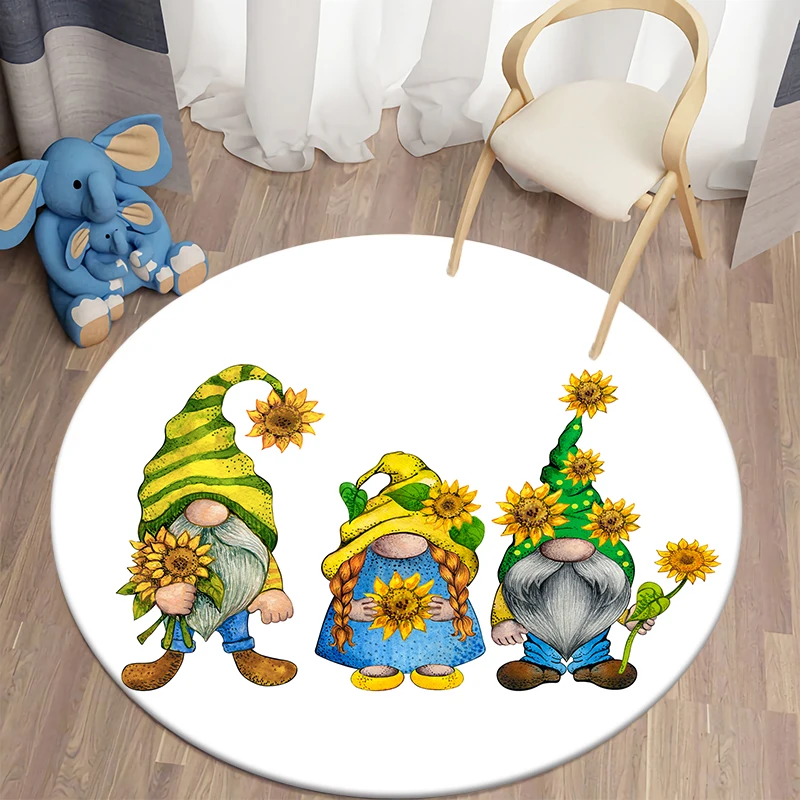 

Fall Autumn Kawaii Printed Round Carpet for Living Room Rugs Camping Picnic Mats Flannel Anti-Slip Rug Yoga Mat Stranger Things