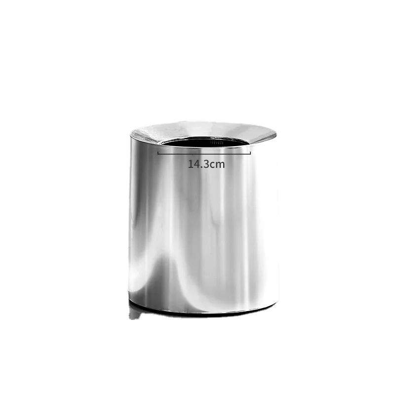 

Electroplating Cylinder Trash Can Household Living Room Light Luxury Kitchen and Toilet Bathroom without Lid Large Wastebasket