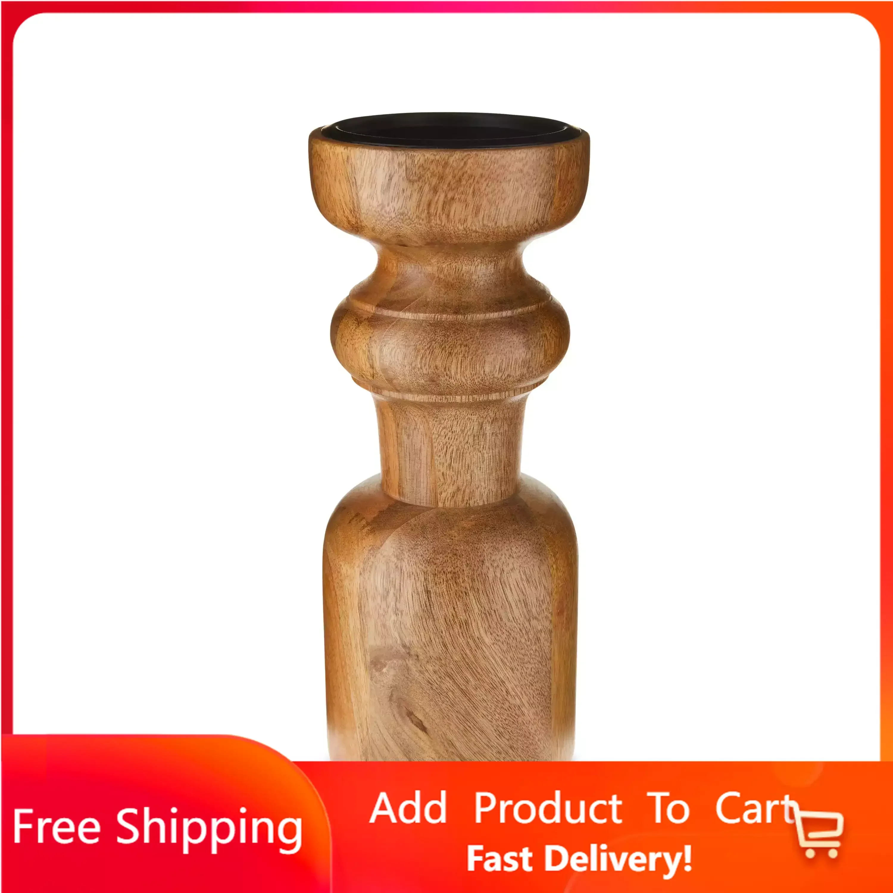 

Home Decoration Wooden Pillar Candle Holder, 10" Free Shipping