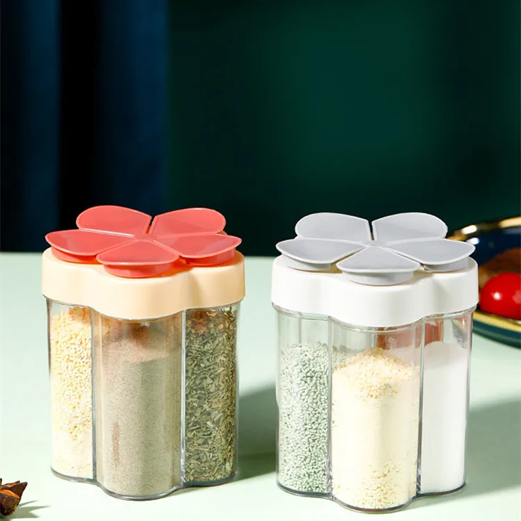 

5 in 1 Seasoning Jar Plastic Container Seasoning Bottle Spice Organizer Outdoor Camping Seasoning Container Kitchen Gadget Sets