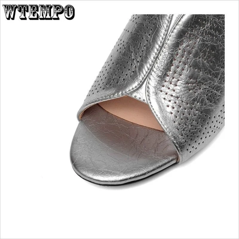 WTEMPO Summer Slippers for Women Fashion Pu Leather Thick Bottom Slides Non Slip Med Heel Sandals Wholesale Dropshipping