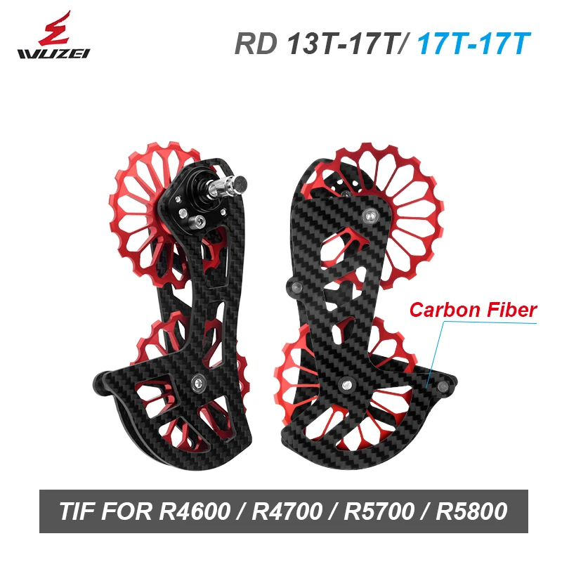 

WUZEI Road Bike Rear Derailleur Carbon Fiber 13T 17T Pulley Ceramic/POM Bicycle Derailleur for Shimano R4600 R4700 R5700 R5800