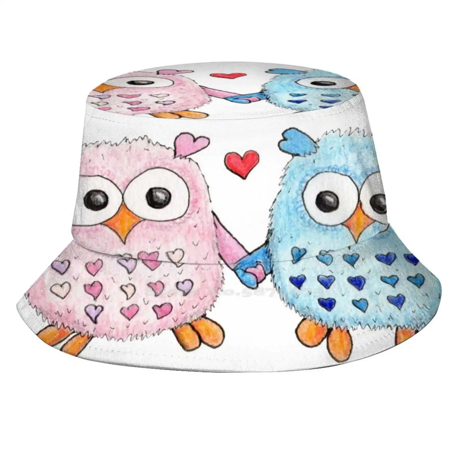 

Owl Really Love You! Unisex Fisherman Hats Cap Owl Heart Love Valentine Valentines Day Cute Pink Blue Baby Boyfriend Girlfriend