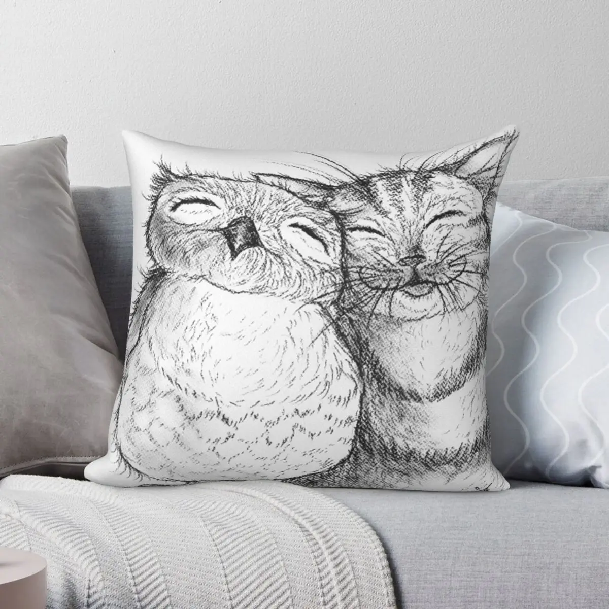 

The Owl And The Pussycat Pillowcase Polyester Linen Velvet Pattern Zip Decor Pillow Case Sofa Seater Cushion Cover 18"