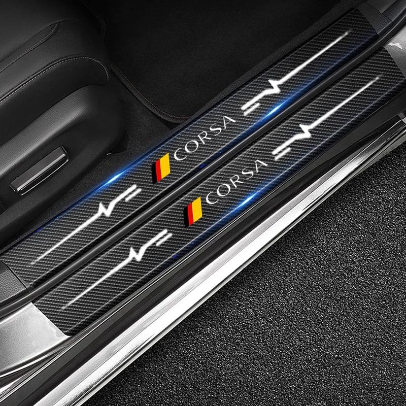 Защитные полоски порога из углеродного волокна для Opel Corsa логотип значок на порог