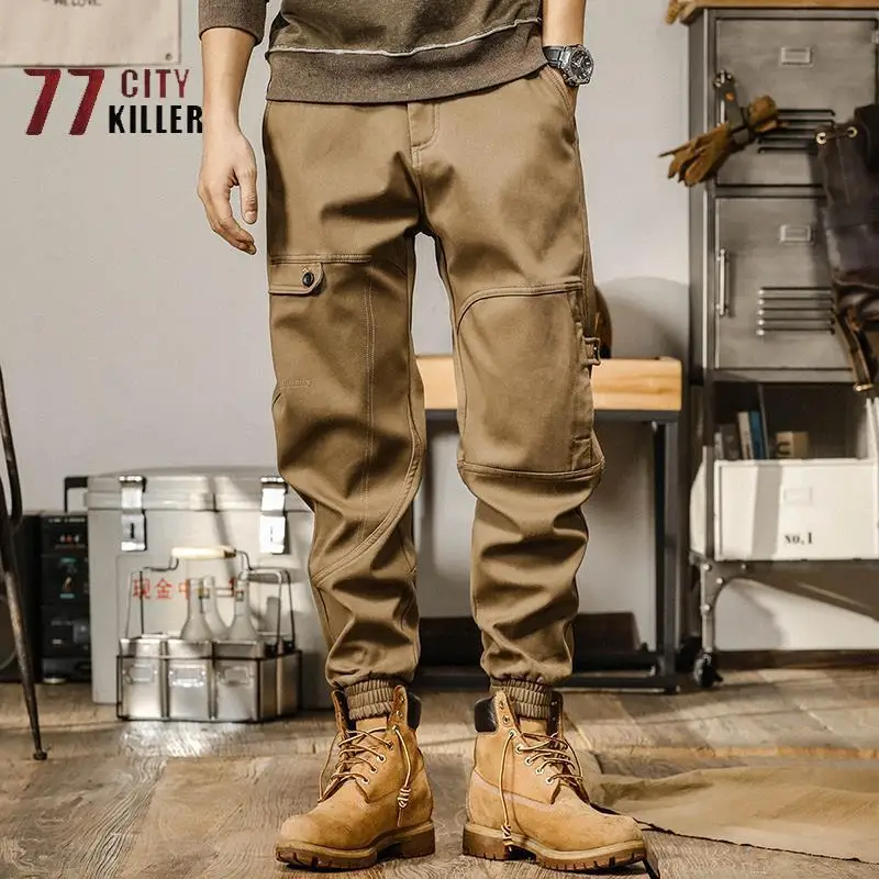 Summer Men's Casual Loose Cargo Pants Military Tactical Jogging Trousers Men's Straight Loose Cotton Wide-leg Harem Pants Ropa