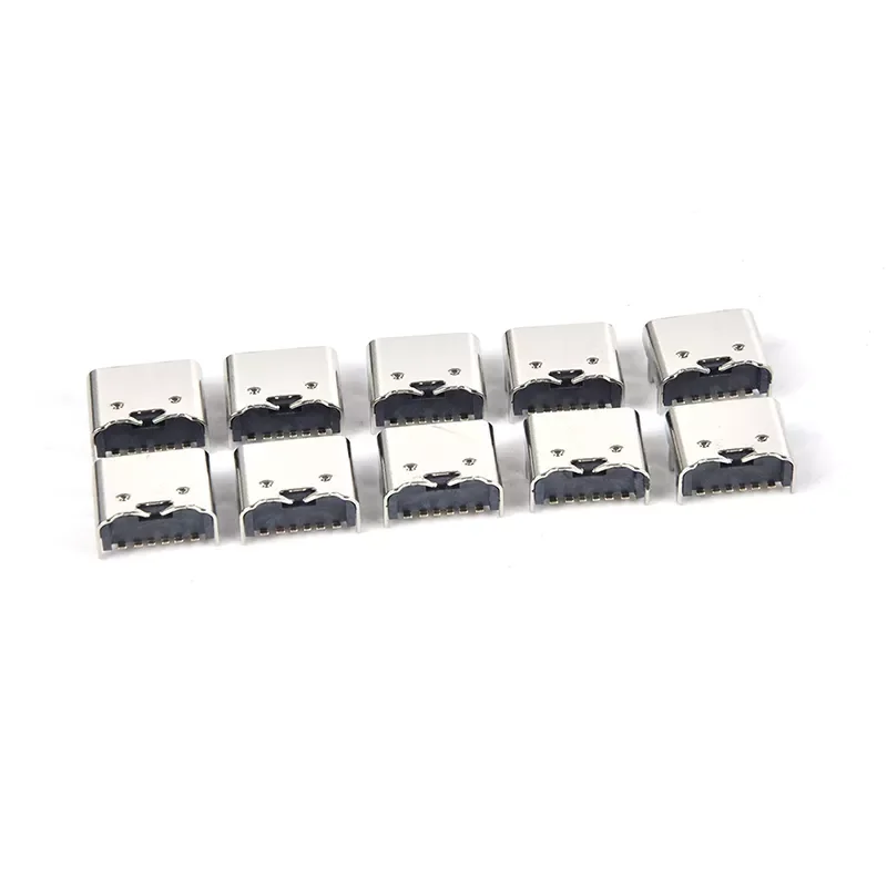 

10pcs/lot 6 Pin SMT Socket Connector Micro USB Type C 3.1 Female Placement SMD DIP For PCB Design DIY High Current Charging