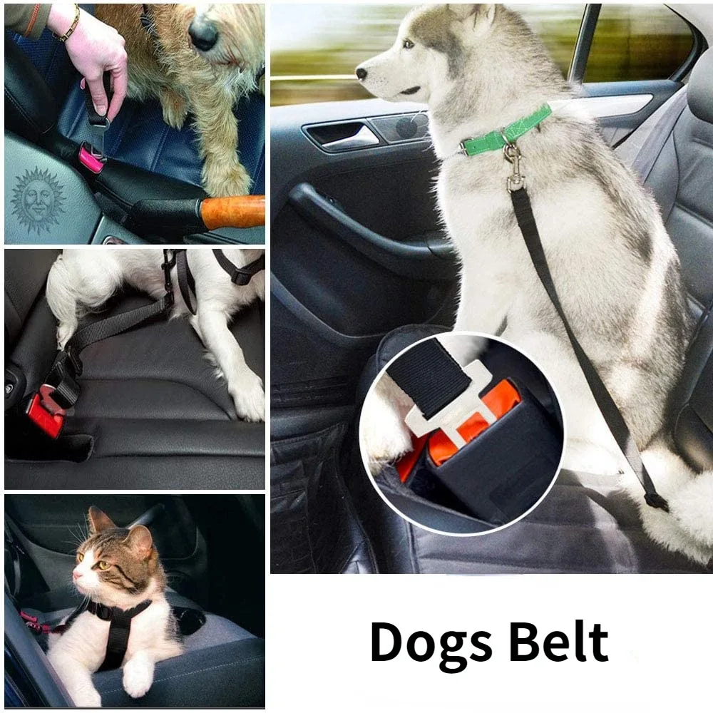 

Adjustable Pet Cat Dog Car Seat Belt Pet Seat Vehicle Dog Harness Lead Clip Safety Lever Traction Dog Collars Dogs Accessoires