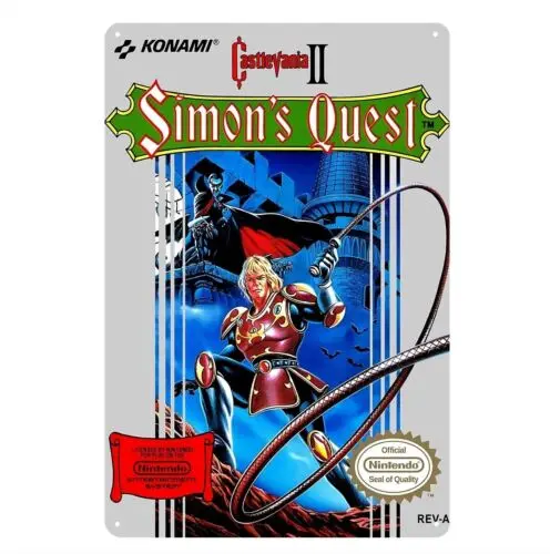 Castlevania Simon's Quest Nes Видеоигра Металлический плакат Оловянный металлический знак