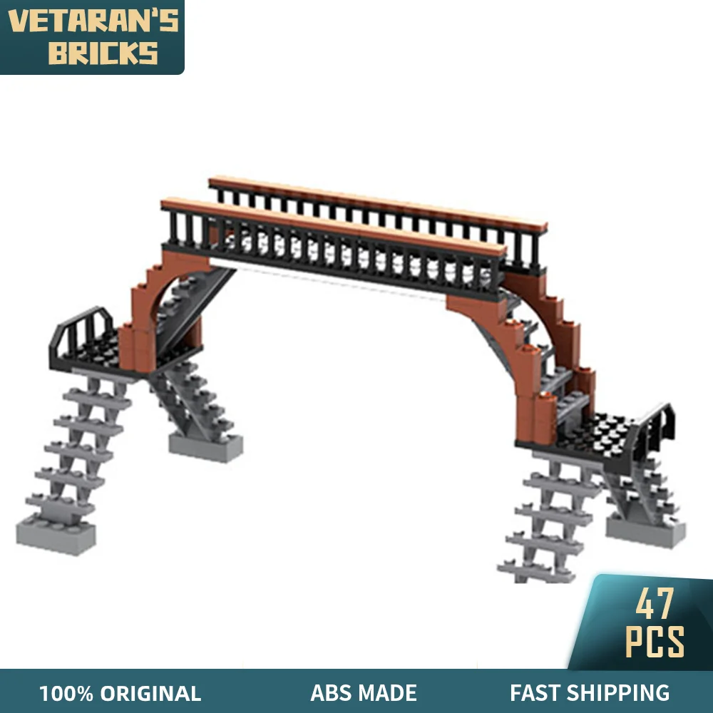 

MOC Pedestrian Bridge Modular City Architecture Street Scene Railway Station Component Model Toy Bricks for Boys Building Blocks