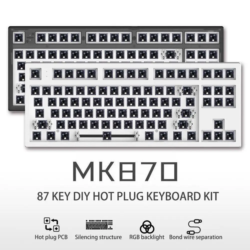 

Mk870 механическая клавиатура в комплекте с полной Rgb Подсветкой Led Usb C прозрачная программируемая Nkro черная розетка заменяемая горячая Распр...