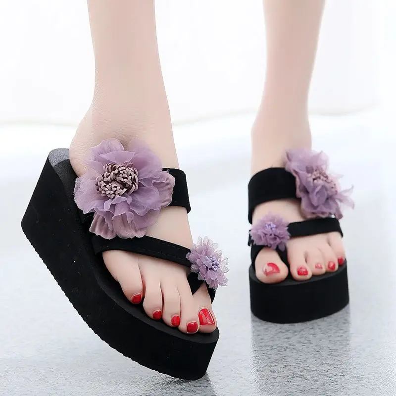 

Women Sandals Flowers Slippers Summer Flip Flops Slippers Womans Platform Women Shoes dames Slide Wedge Heel Thick Beach Slipper