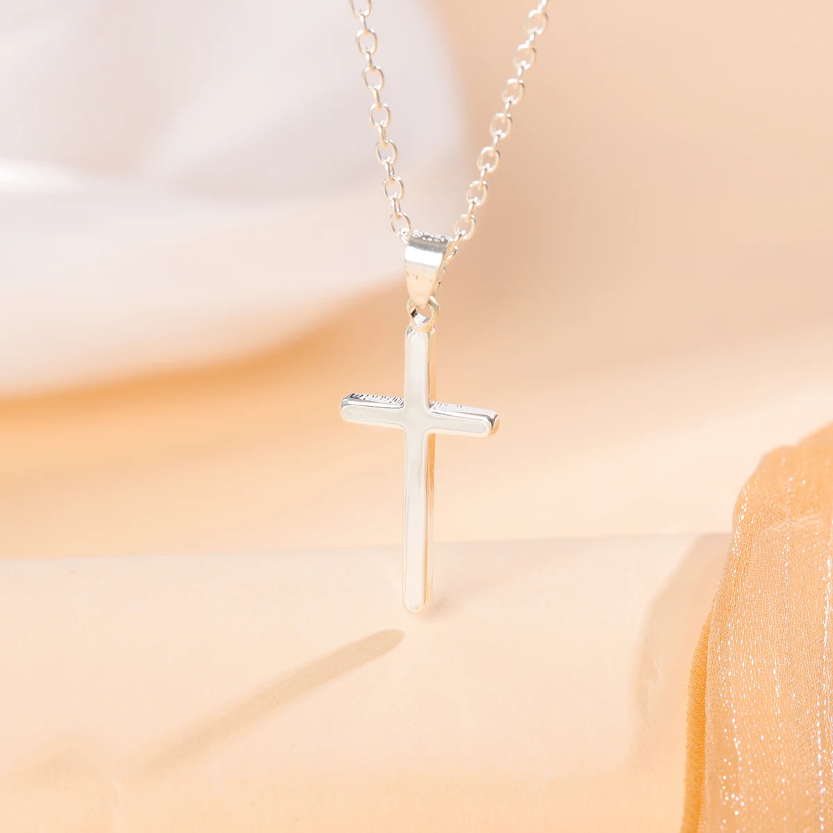 Модные гладкие молитвенные ожерелья из стерлингового серебра 925 пробы с простым