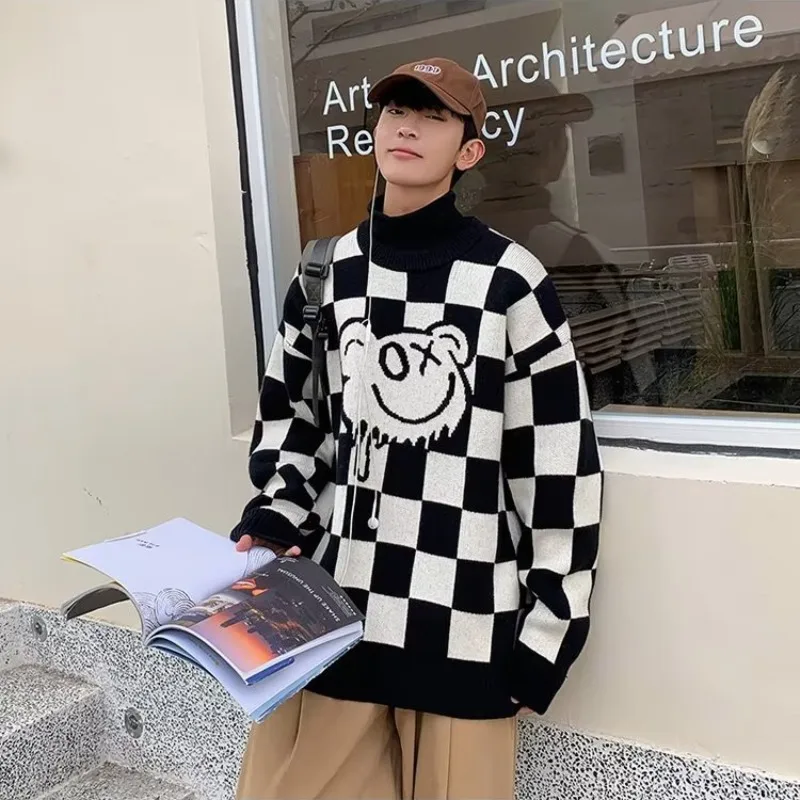 Винтажный Зеленый Свитер Для дедушки Мужской Повседневный пуловер оверсайз