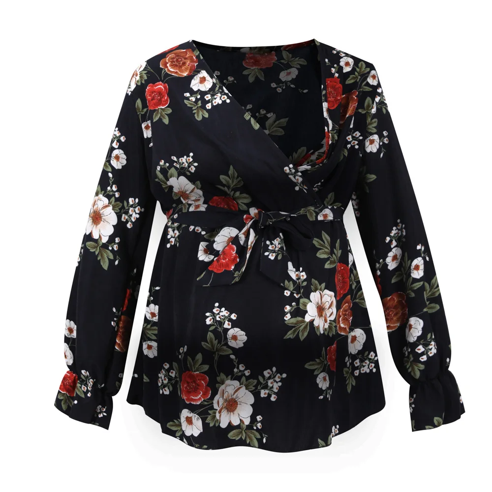 

Топы для беременных с длинным рукавом Осень-Зима Женская толстовка для грудного вскармливания Лоскутная Толстовка С Карманами Одежда для б...