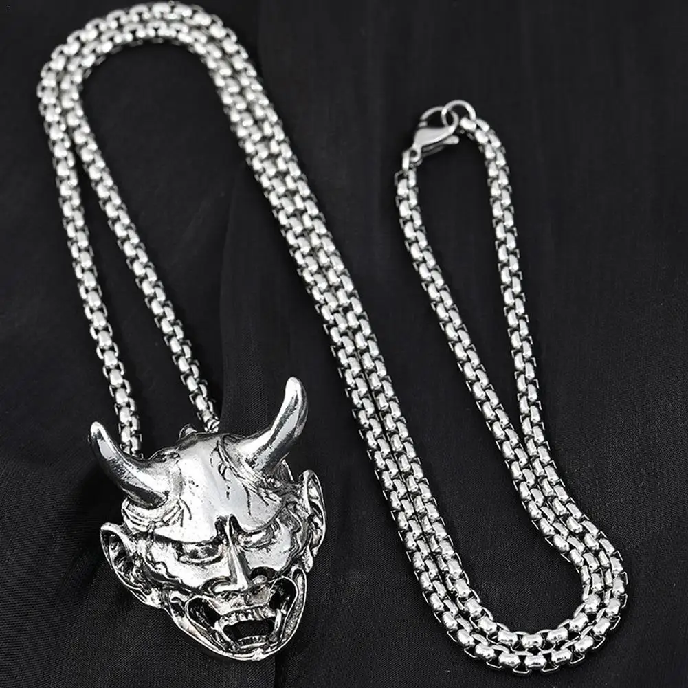 

Mens Prajna Necklace Prajna Grimace Fangs Japan Samurai Devil Mask Pendant Necklace Ghost Head Pendant Necklace Jewelry