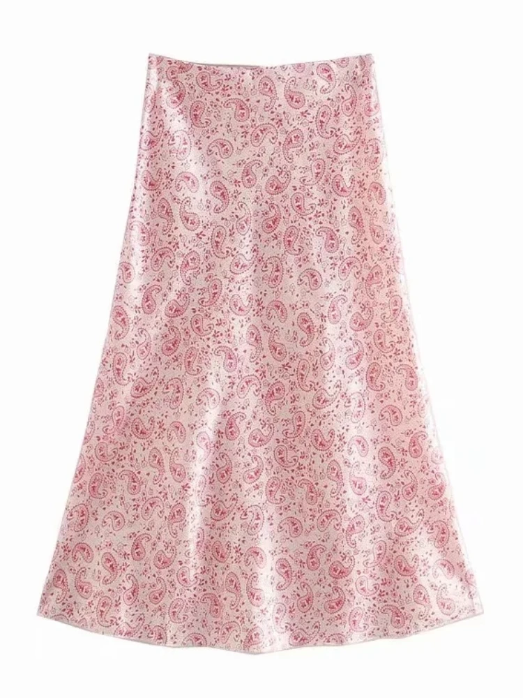 

Женская атласная Юбка-миди с принтом Пейсли