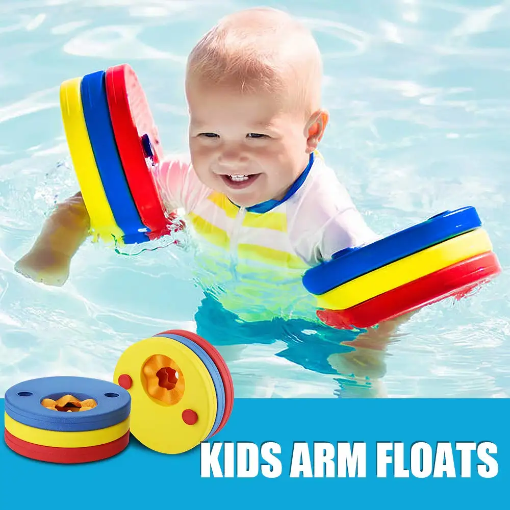 6PCs/ Pack EVA Foam Swim Discs Arm Bands Floating Sleeves Inflatable Pool Float Board Baby Swimming Exercises Circles Rings
