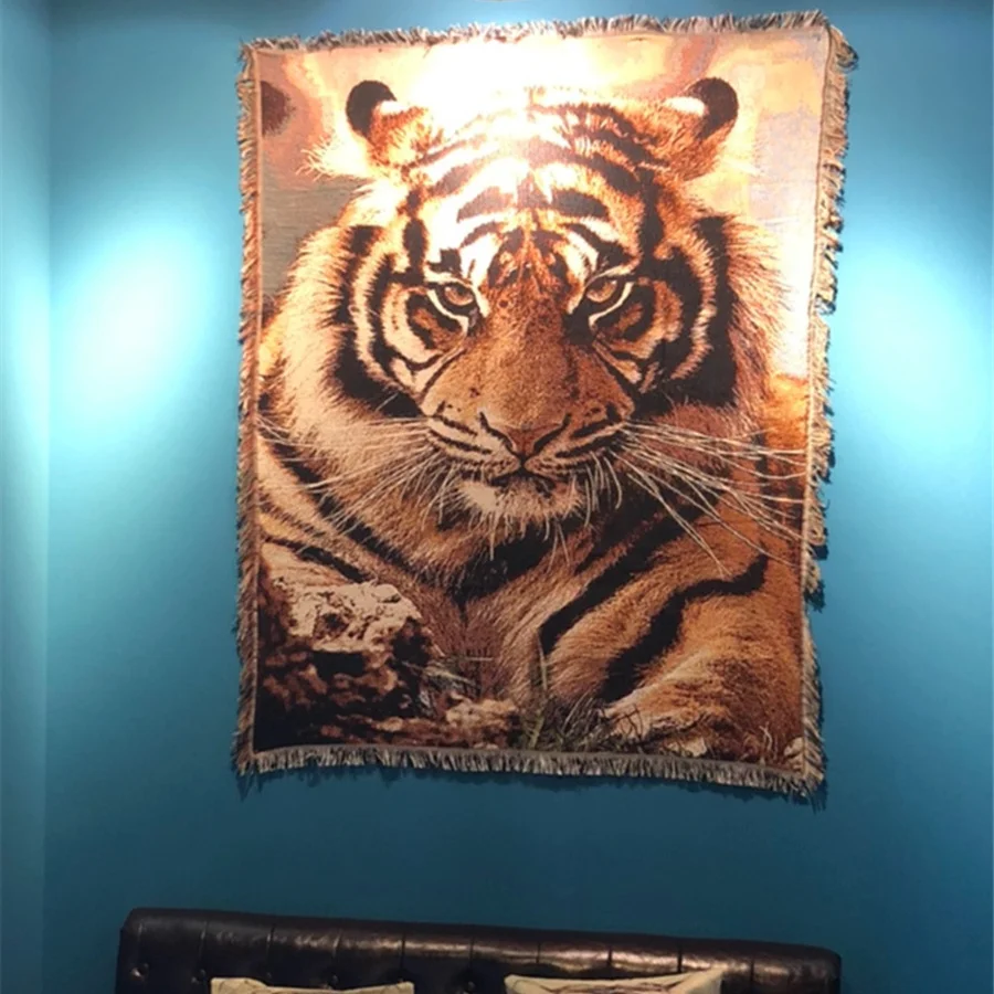 Текстильный гобелен в стиле Ins с головой тигра покрывало американском ретро для