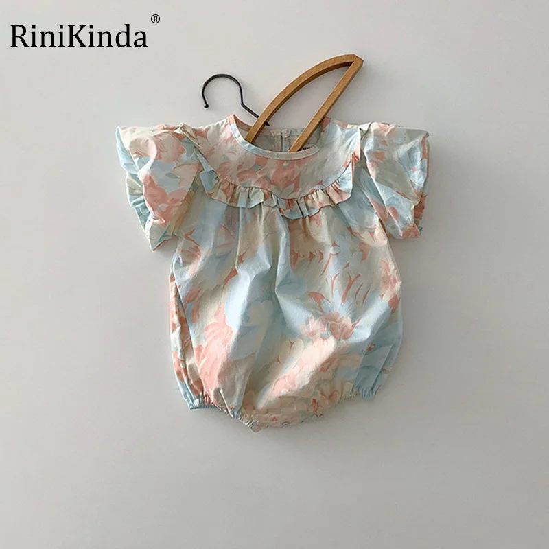 

2022 Новый Модный цветочный комбинезон rinikind для новорожденных девочек летняя одежда для маленьких девочек с оборками