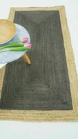 Runner Rug Handmade Style Grey Carpet Reversible 125x50cm Rustic Look Natural Jute Living Floor Mat