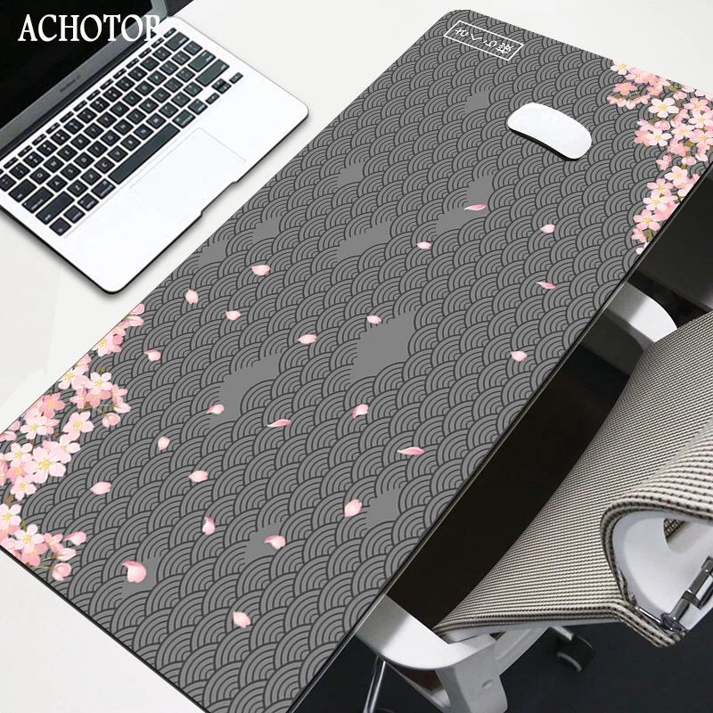 

Japanese Sakura Art Mouse Pad Black and White Gaming Keyboard Rubber MousePad Pad on The Table Desk Mat Anime Mouse Mat Pc Rug