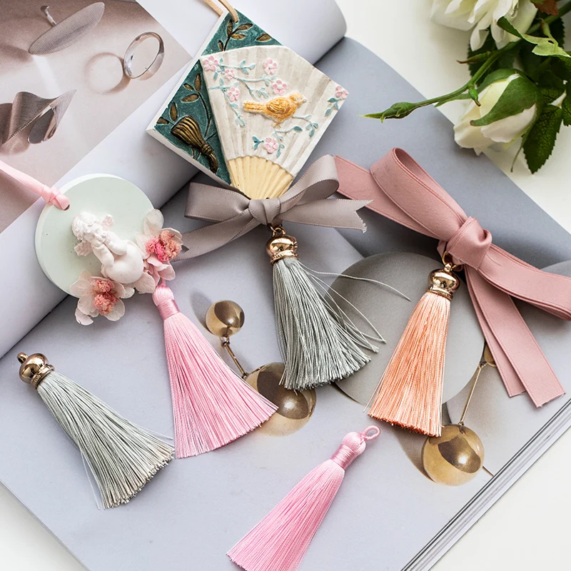 

MYUE Diy Accessories Pendant Ice Silk Tassel Bow Tassels Car Listing Keychain Pendant 10pcs
