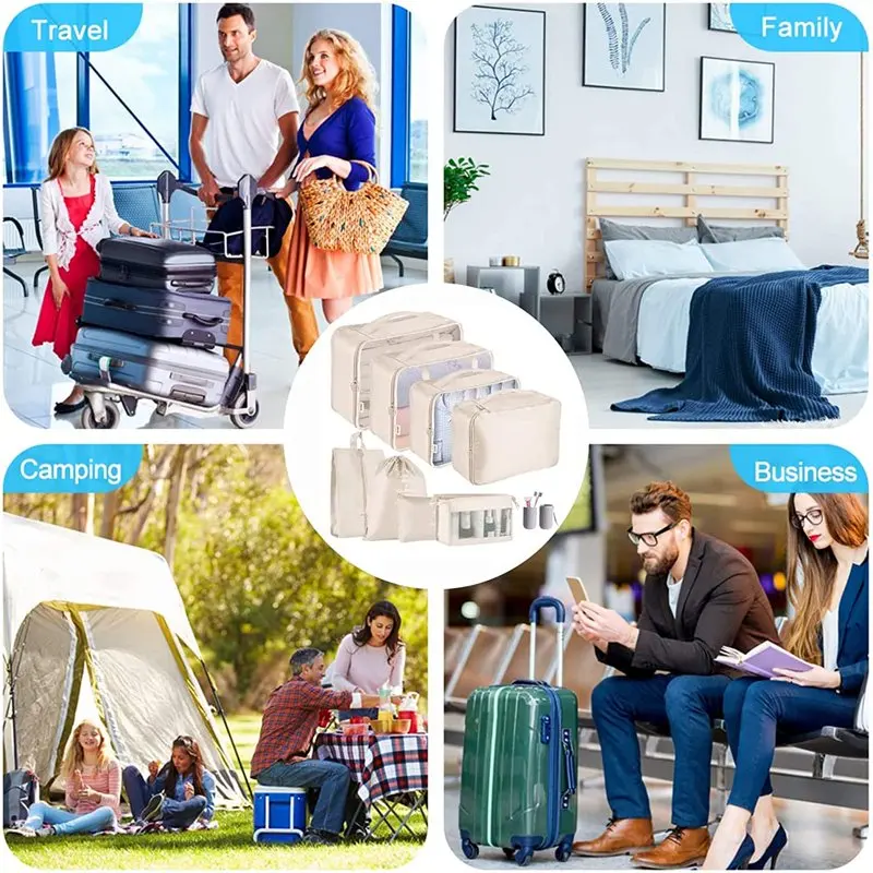 Packing Cubes - 9 PCS Travel Luggage Organizers Set Waterproof Suitcase Organizer Bags Clothes Shoes Cosmetics Toiletries Storag