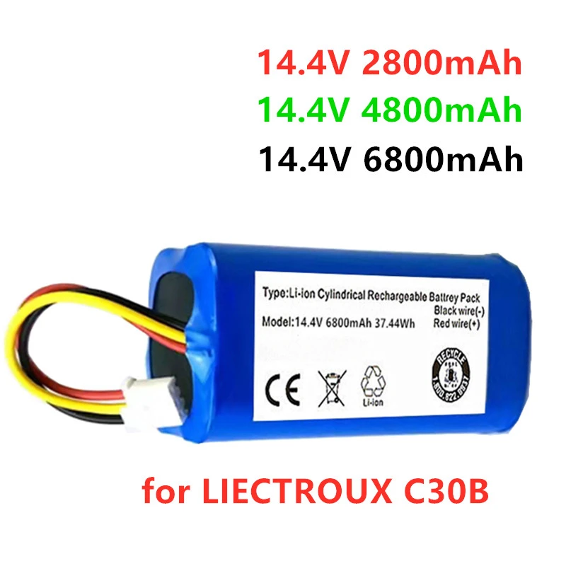 

(For C30B) 14.4v 9800mAh 100% New Original Battery for LIECTROUX C30B Robot Vacuum Cleaner 6800mAh Lithium Cell 1 Part/package