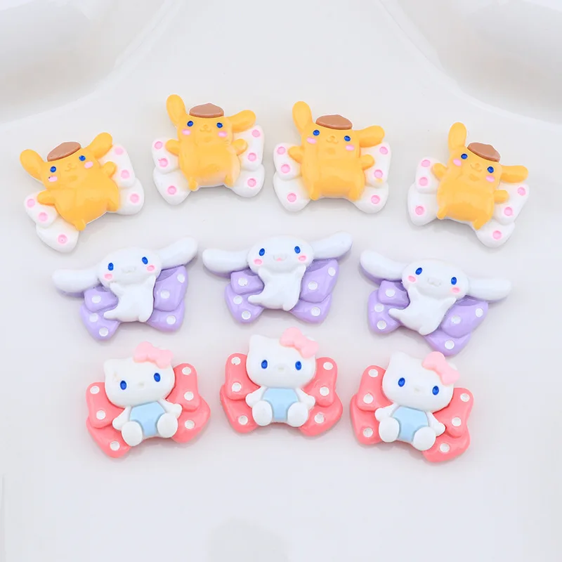 

10Pcs My Melody Resin Cartoon Cinnamoroll Anime Kt Cat Charm Phone Case Accessories Purin Dog Toys Hairclips Decor Girls Gift
