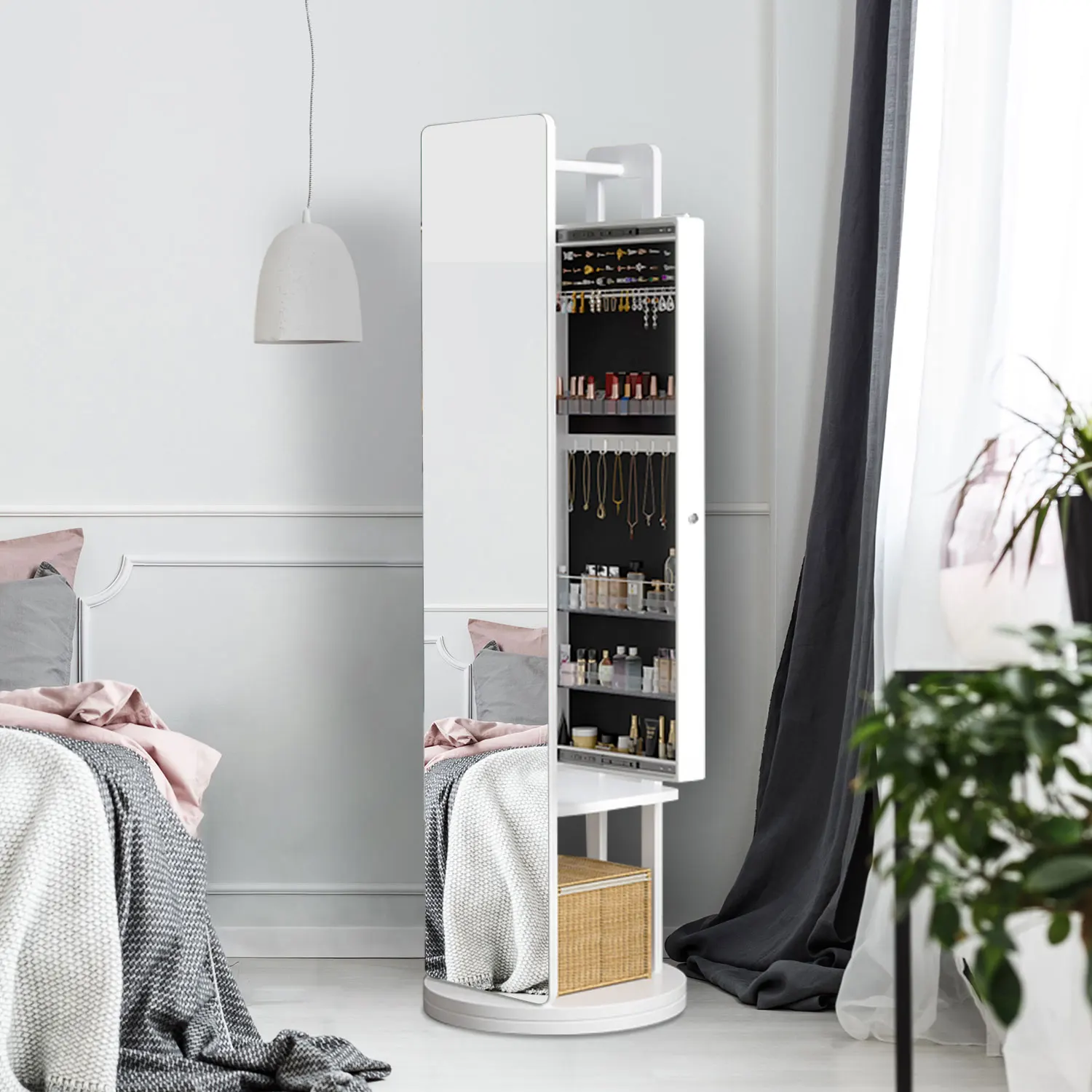 Mirrored Jewellery Cabinet -Jewelry Wardrobe with Mirror Standing Full Length Lockable Jewelry Organiz | Мебель