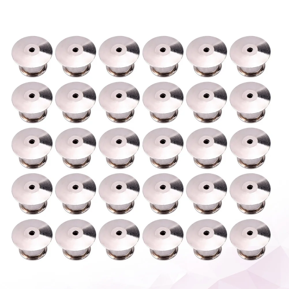 

30PCS Durable Metal Flat Locking Pin Backs Brooch Badge Accessories (Silver)