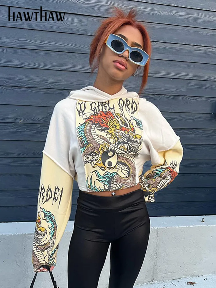 Женская модная уличная футболка Hawthaw с длинным рукавом топы толстовки свитшоты