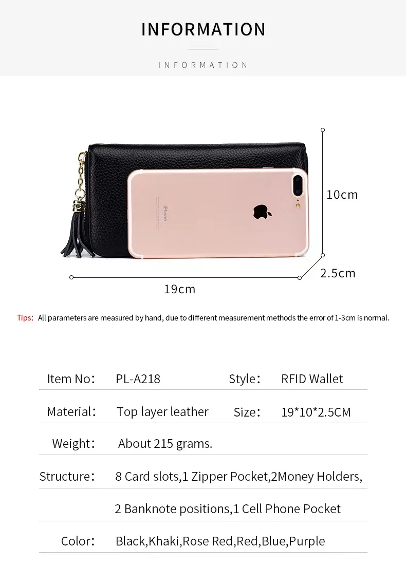 New European And American Fashion High-Quality Leather With Fringes Long Men's And Women's Wallet Multifunctional Card Bag