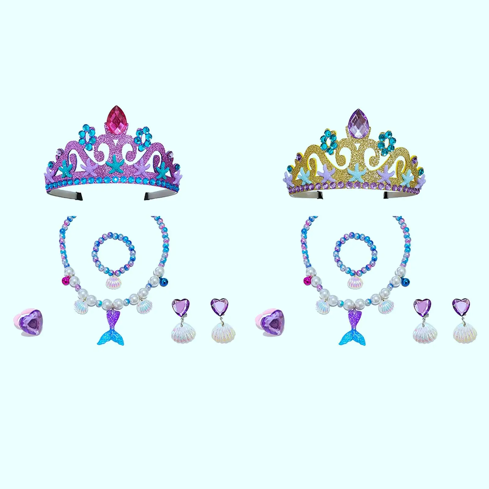 

Girls Princess Necklace Bracelets Ear Clips Set Princess Pretend Jewelry Toy Dress up Costume Jewelry for Little Girl Xmas Gifts