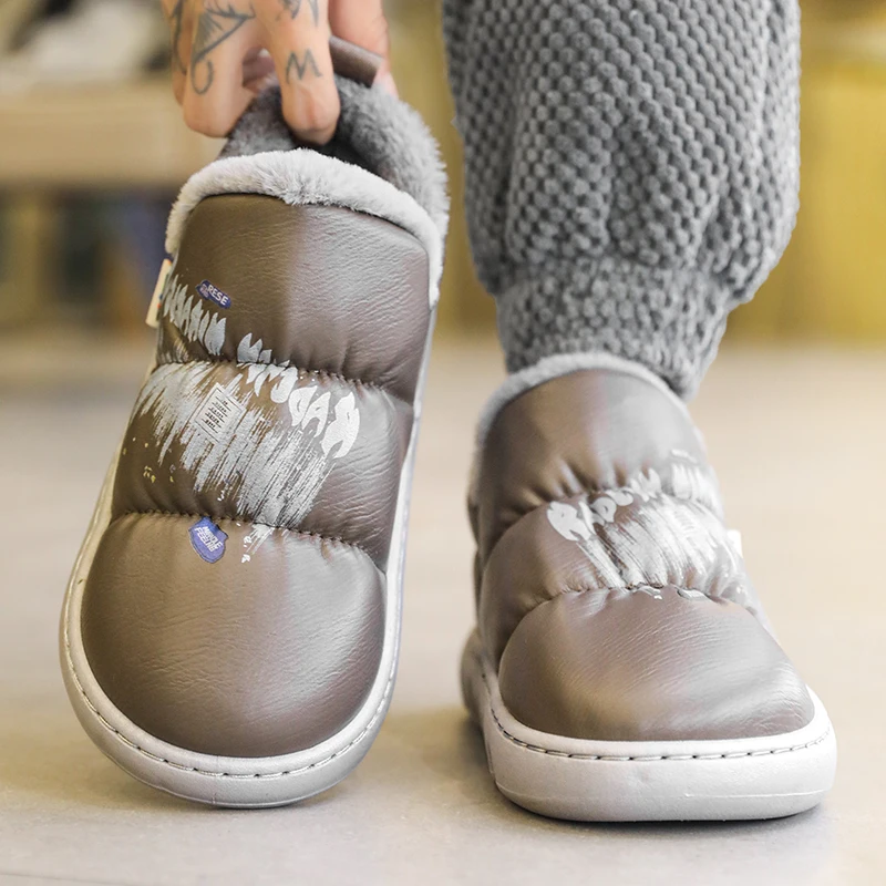 

2023 зимние плюшевые тапочки для мужчин и женщин, водонепроницаемые теплые кроссовки, женские нескользящие домашние тапочки, обувь на толстой платформе