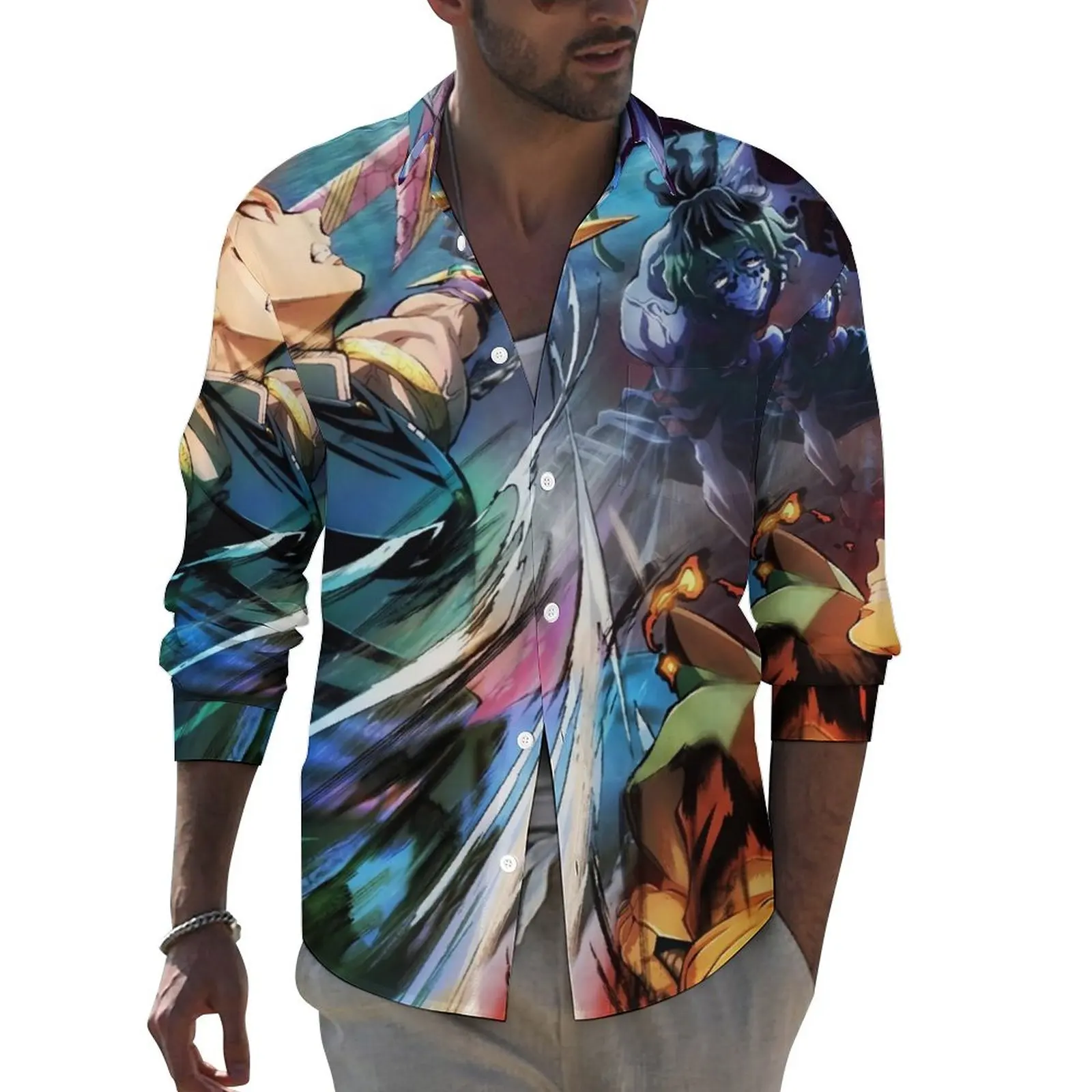 

Demon Slayer Shirt Men Kimetsu No Yaiba Casual Shirts Stylish Graphic Blouses Long Sleeve Trendy Oversized Tops Birthday Present
