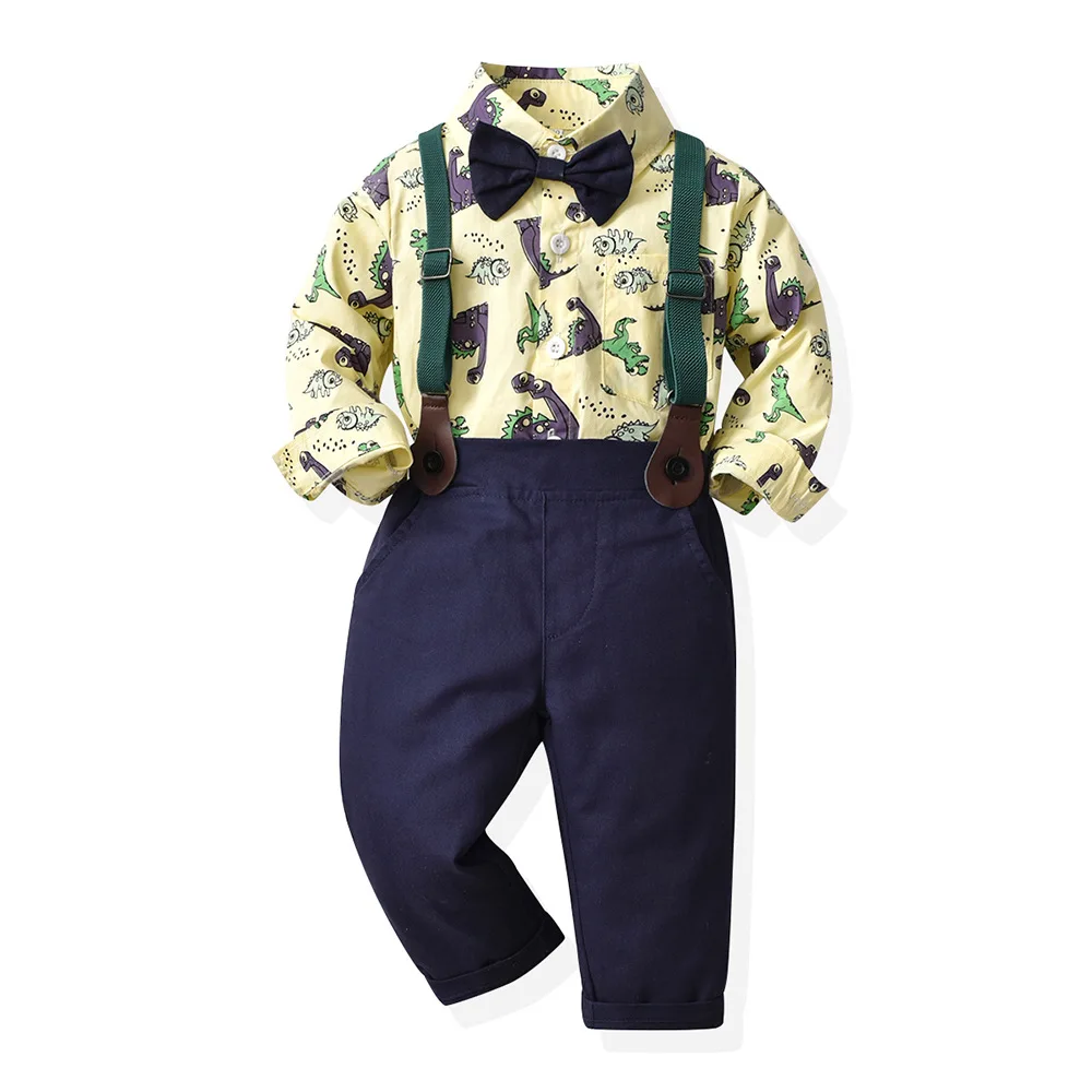 

Children's clothes boys' dress suit host flower child clothing children's dinosaur print shirt performance suit costumes