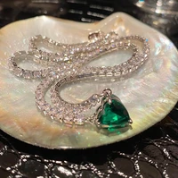 green heart shaped chain collarbone chain love pendant necklace fashion simple summer peach heart diamond fine jewelry