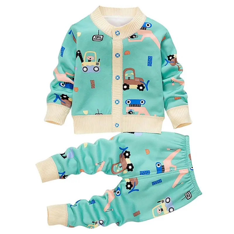 

Cartoon Children Suits Knitted Cardigan Winter Autumn Kids Full Sleeve Sweaters Pants For Boys Girls Baby Jacket With Plush Coat