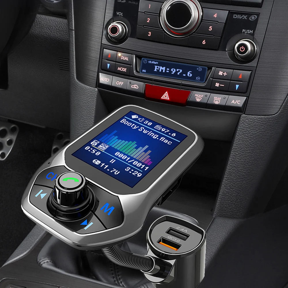 FM-трансмиттер автомобильный 1 8 дюйма Bluetooth 3 0 с 2-мя USB-портами | Автомобили и