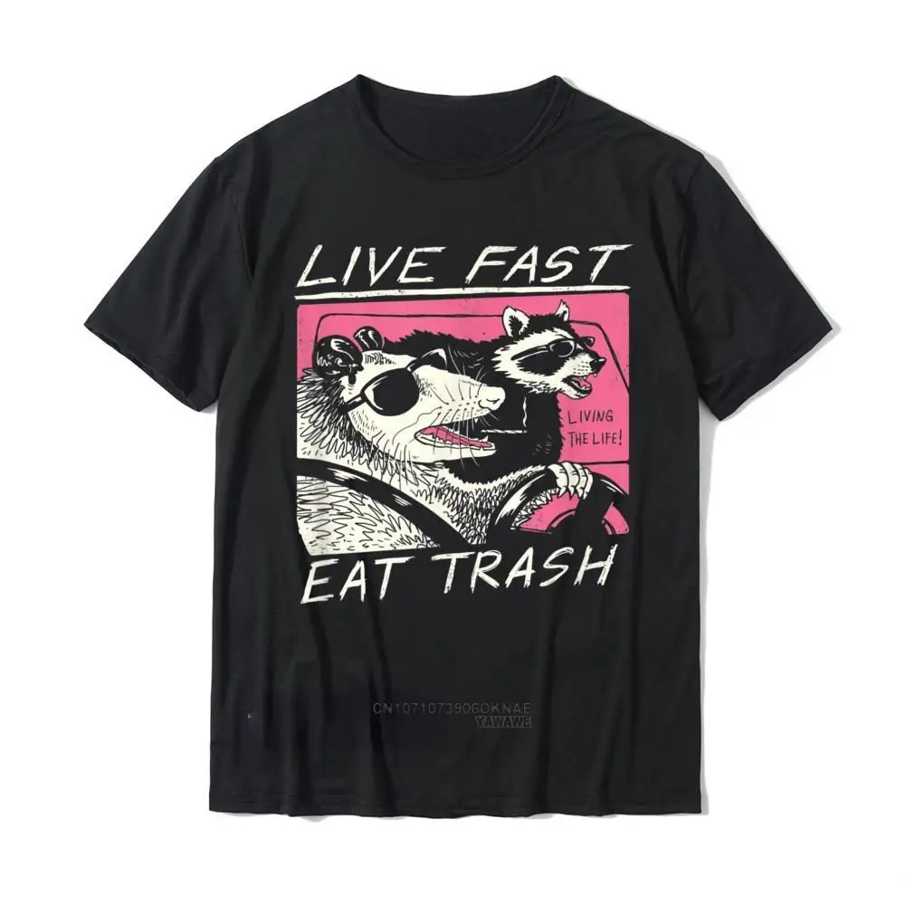 

Live Fast! Eat Trash! Boy T Shirt Creative Design Graphic Tshirts Harajuku Hip-hop Tops Roupas Masculinas Camisetas graphic Tees