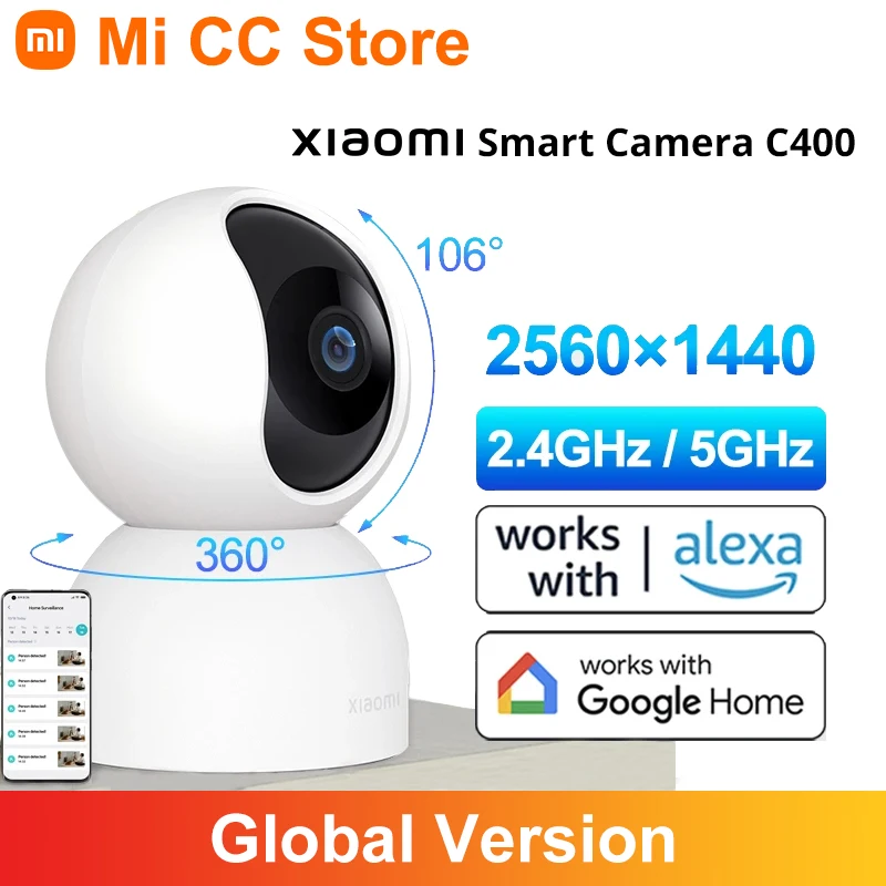 Global Version Xiaomi Smart Night Vision Camera C400 Smart Security With 2.5K Clarity 4MP 360° Rotation AI Human Detection