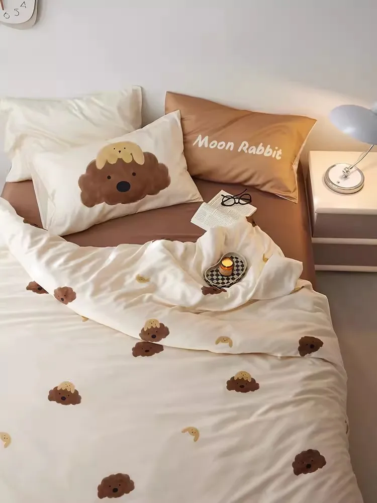 Гладкое шелковое сочетание | Цвет 100S полностью хлопковый комплект из четырех