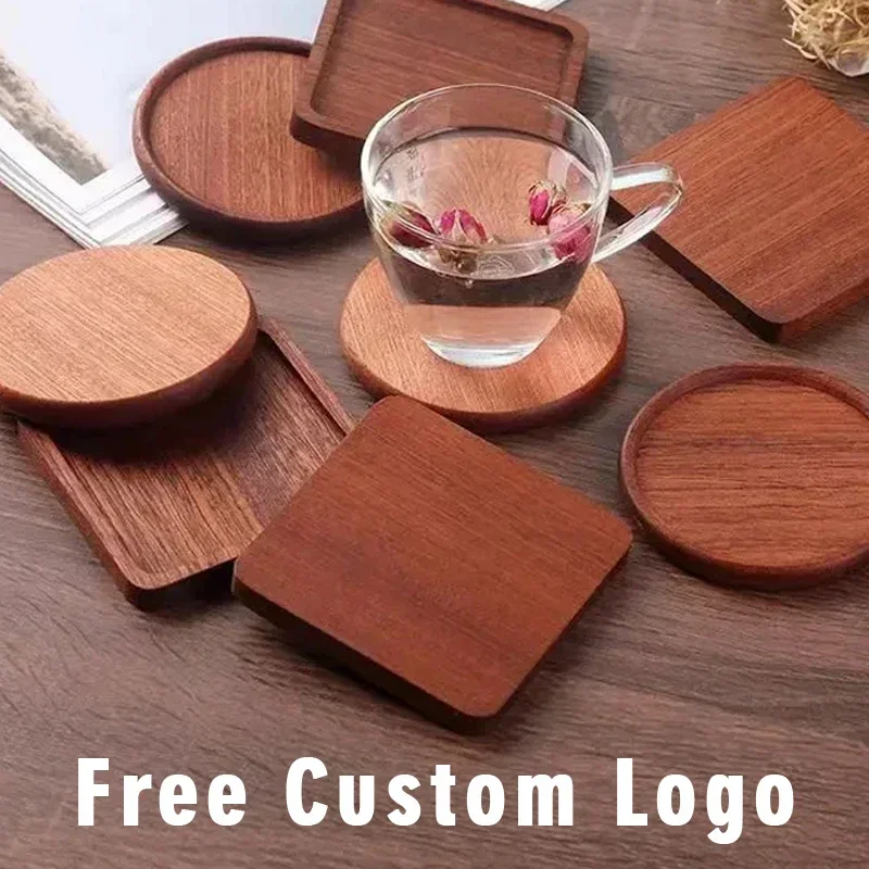 Подставка для подставки из цельного дерева круглый квадратный деревянный коврик