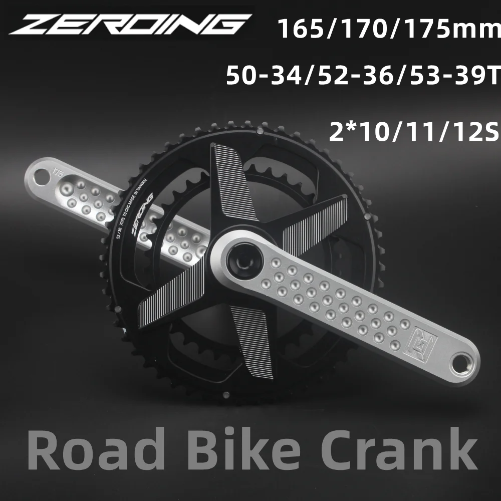 ZEROING Road Bicycle Crankset 50-34/52-36/53-39T 2*10/11/12S 165/170/175MM Crank Integrated Fire GXP Chainring CNC BB86 BSA BB91