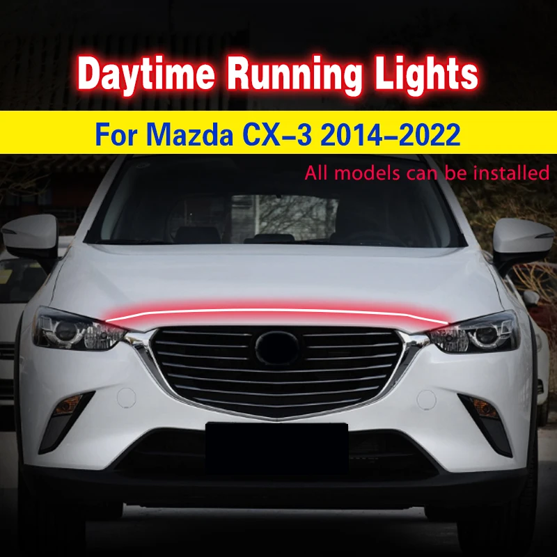 

1pcs LED For Mazda CX3 CX-3 2014-2022 DRL Daytime Running Light Daylight Fog Lamp Waterproof Flexible Decorative Atmosphere Lamp
