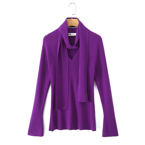 Мягкие вязаные топы с V-образным вырезом для женщин, базовые Джемперы, французский элегантный пуловер, размера плюс, осень, зима, 2024